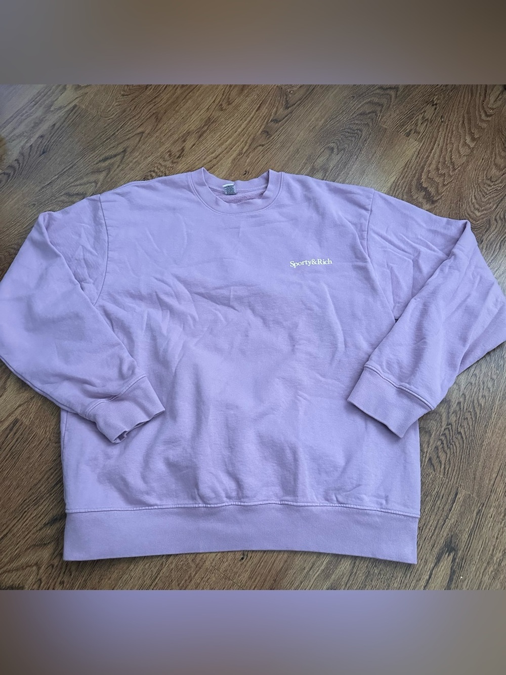 Sporty & Rich logo Lavender Crewneck Sweatshirt size large cotton graphic